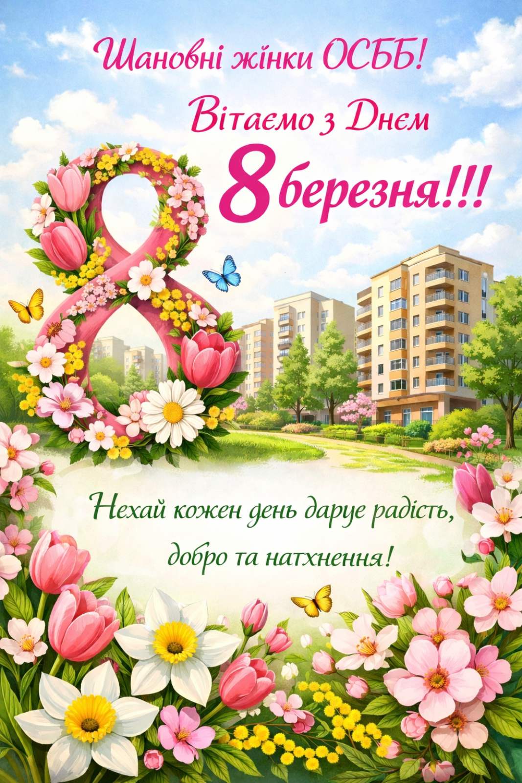 Шановні жінки ОСББ! Вітаємо з Днем 8 березня!